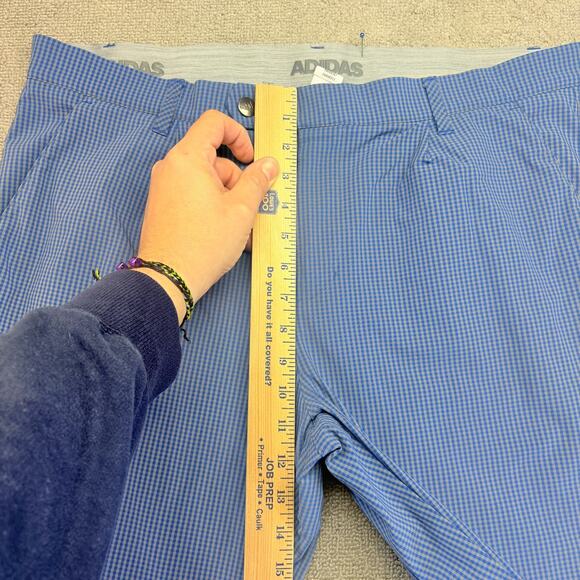 Adidas Climalite Golf Pants Men 36x32 Blue Checkered Stretch Golfing Performance - Picture 5 of 9